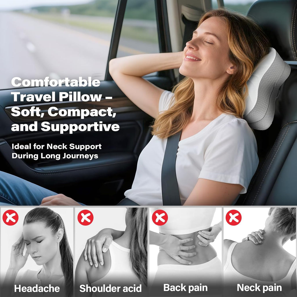 SAHEYER Memory Foam Camping Pillow, Travel Pillows for Sleeping, Cervical Neck Support Camping Gear Accessories - Small Pillow Travel…