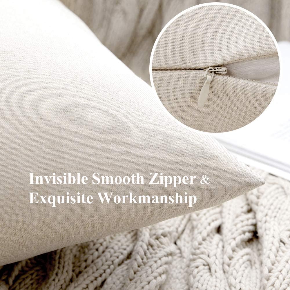 Miulee Pack of 2 Decorative Outdoor Solid Waterproof Throw Pillow Covers Euro Sham Faux Linen Garden Farmhouse Cushion Cases for Patio Tent…