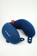Be Relax Pure Travel Pillow Made of Organic Cotton, Reusable Heat Patch and Ergo Smart Flatback (Navy Blue)