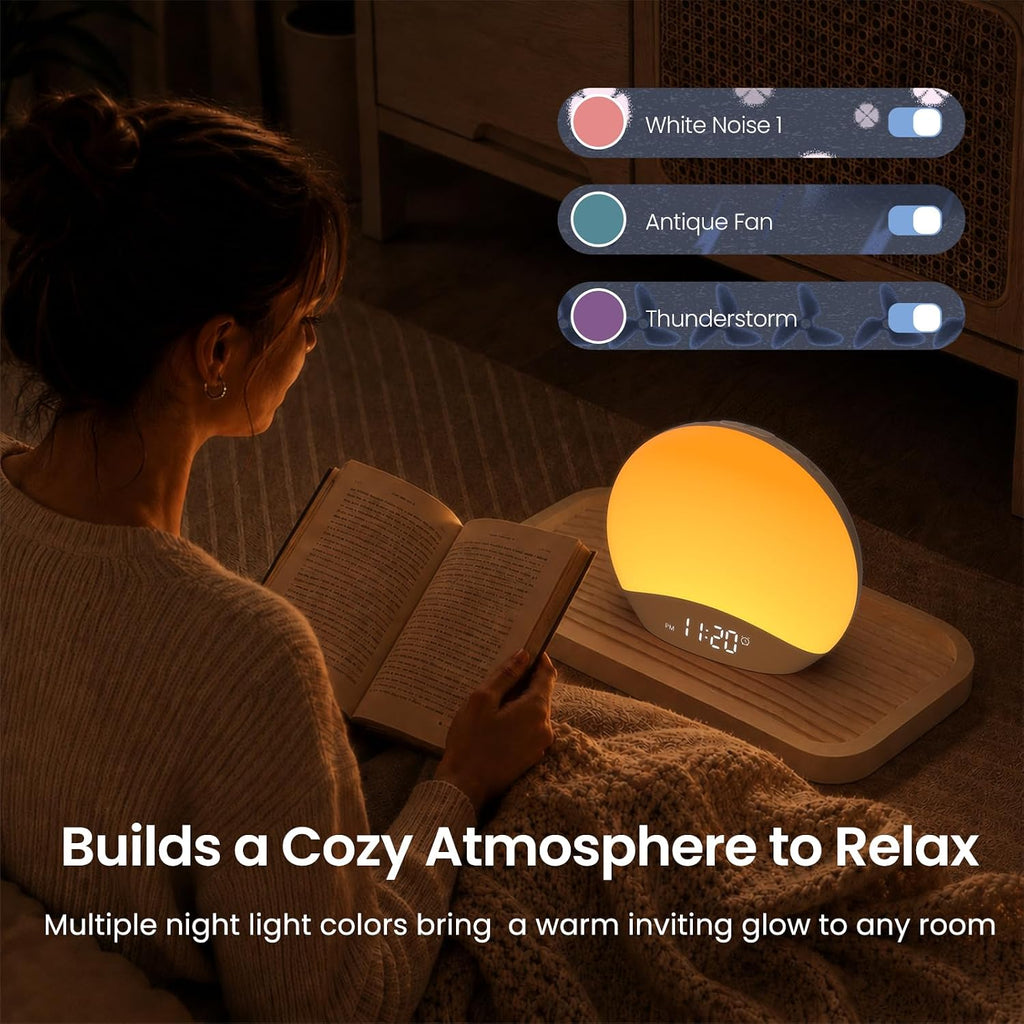 REACHER R7APP Smart Sunrise Alarm Clock with App Control, Custom Wake & Sleep Routines - Multi Sunrise Color, White Noise Sound Machine…