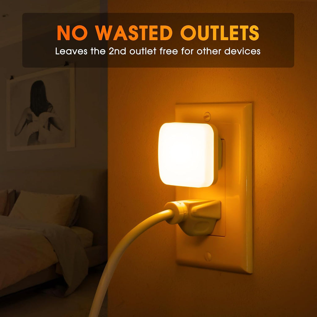 Amber Night Lights Plug into Wall, Nightlights With Light Sensor Dusk to Dawn, 0.3W Square Plug in Night Light for Kids, Amber Night…