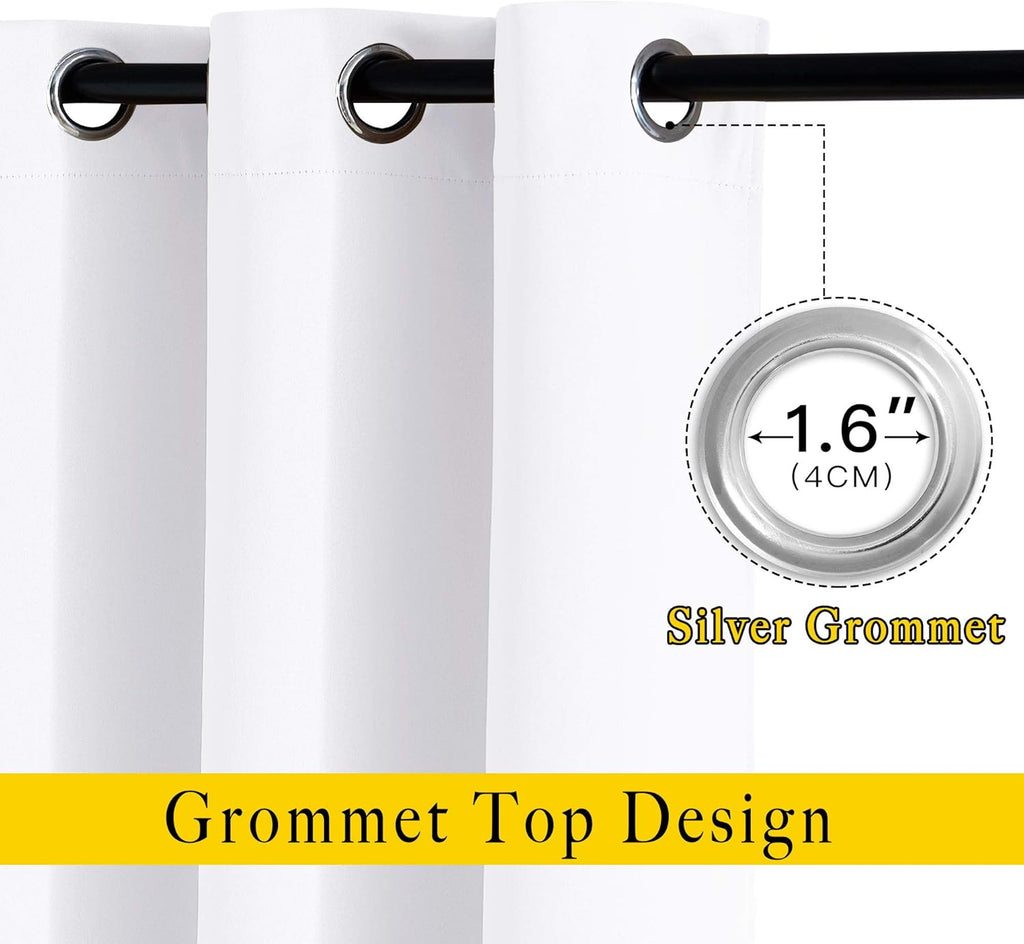 NICETOWN White Room Darkening Curtain Panels - Tripe Weave Thermal Insulated Grommet Room Darkening Window Draperies and Curtains for…