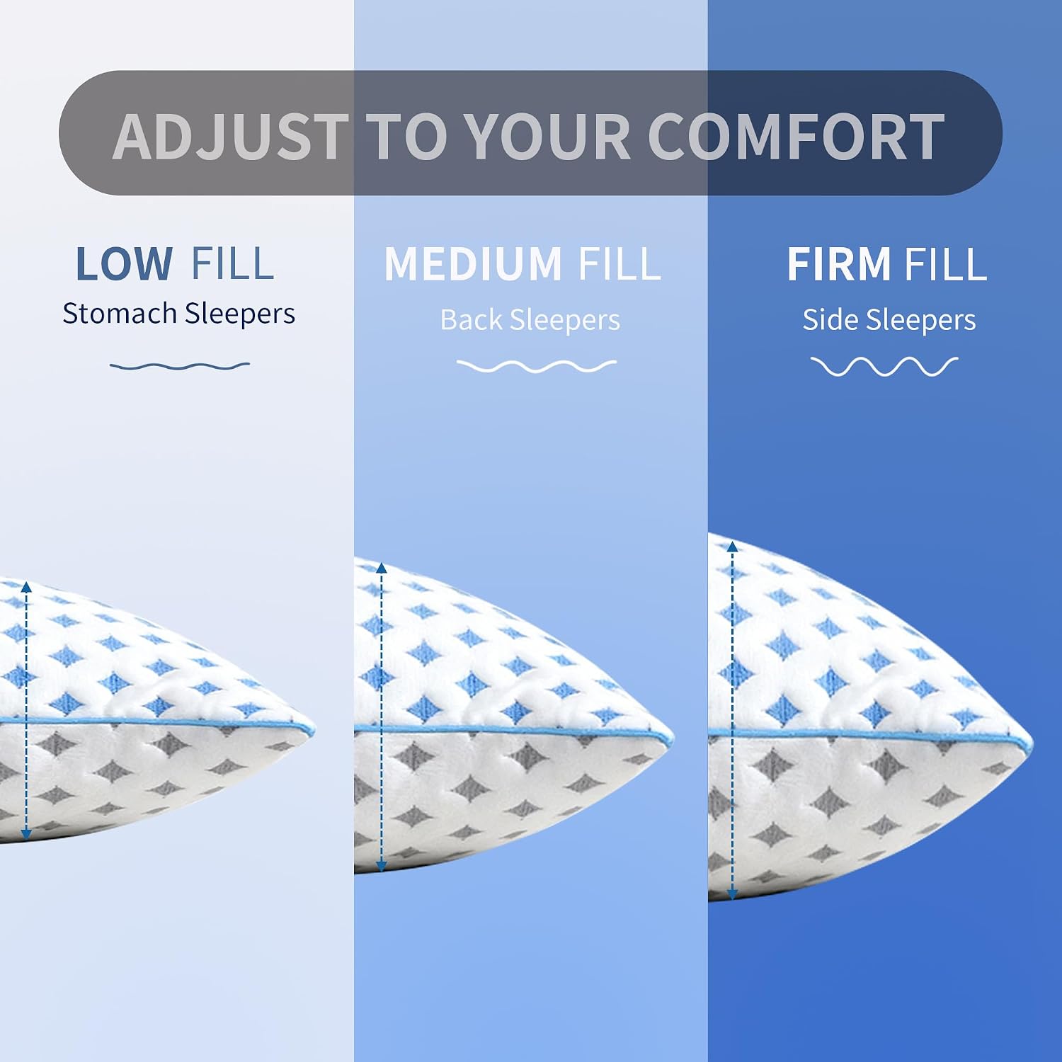 ezepilw Queen Size Pillow 1 Pack for Sleeping, Cooling Adjustable Memory Foam Pillow, Dual Fill Design Helps Maintain Shape, Breatha…