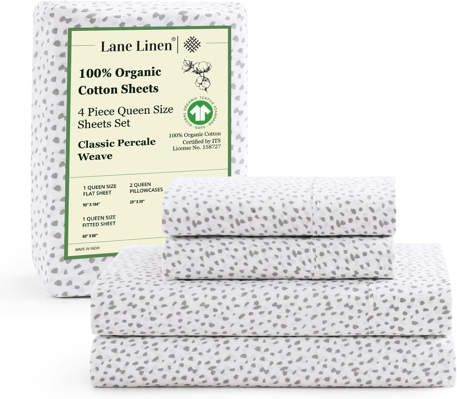 LaneLinen LANE LINEN 100% Organic Cotton Sustainaly Produced Twin XL Bed Sheets, Okeo Tex Certified Printed Cotton Sheets, Luxury Hotel Per…