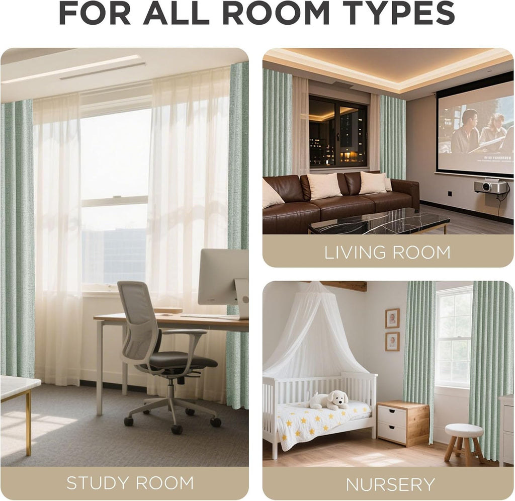 Joydeco Blackout Curtains for Bedroom - 100% Light Blocking 2 Panels Sage Green Drapes 66" W x 84" L, Thermal Insulated Room Darkening Curt…