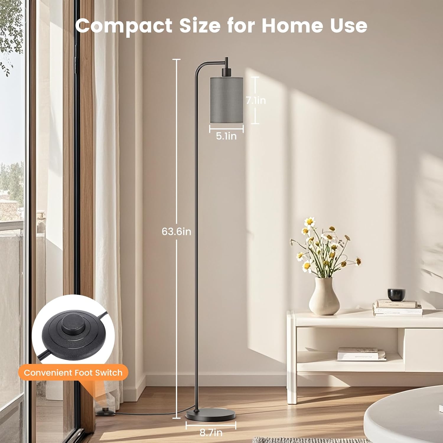 SIBRILLE Floor Lamp with Linen Shade, Dimmable Tall Standing Lamp with Remote Control & 3 Color Temperatures, Modern Floor Lamps for…