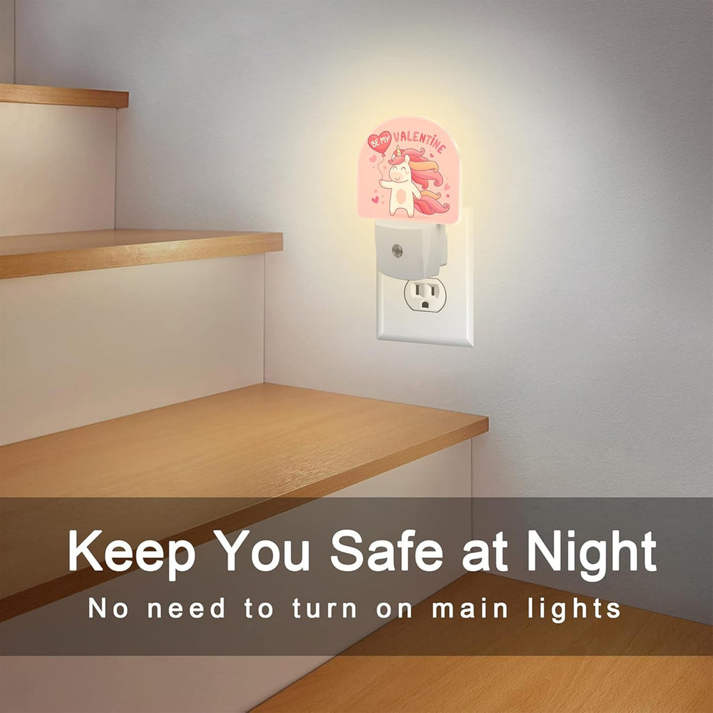 Cute Valentine's Day Unicorn Night Light for Kids, Be My Valentine Night Light Plug in with Dusk to Dawn Sensor,0.5w Energy Saving…