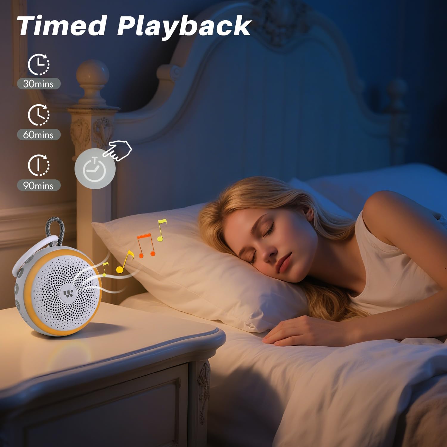 WorWoder White Noise Machine - Portable Sound Machine for Baby Adult, 20 Non-looping Soothing Sound, Noise Canceling for Sleeping, Sound Th…