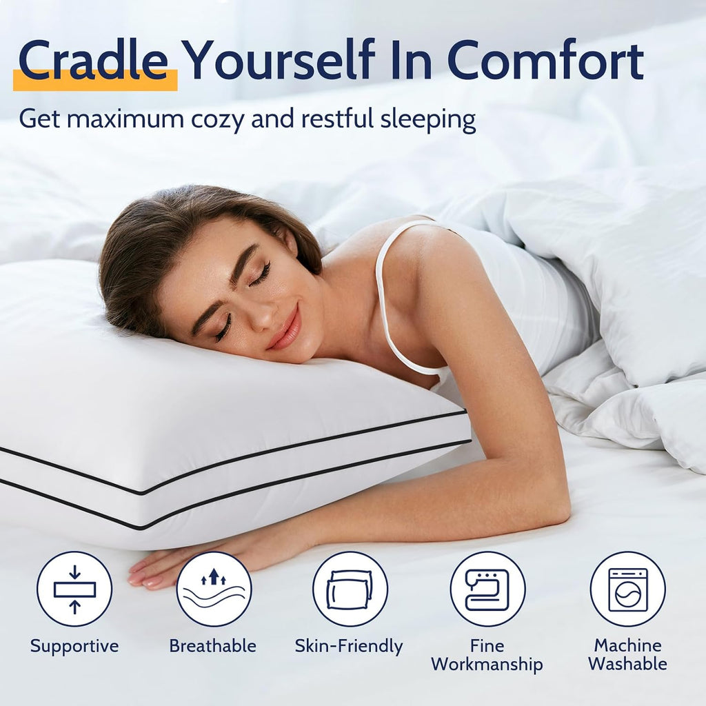 Roumea Pillows Standard Size Set of 2, Bed Pillows for Sleeping 2 Pack, Luxury Hotel Quality, Supportive Standard Pillows with Soft Down Al…