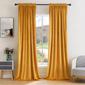 MIULEE Mustard Yellow Velvet Curtains Thermal Insulated Blackout Curtain Fall Drapes for Bedroom Living Room Darkening 96 Inches Long…