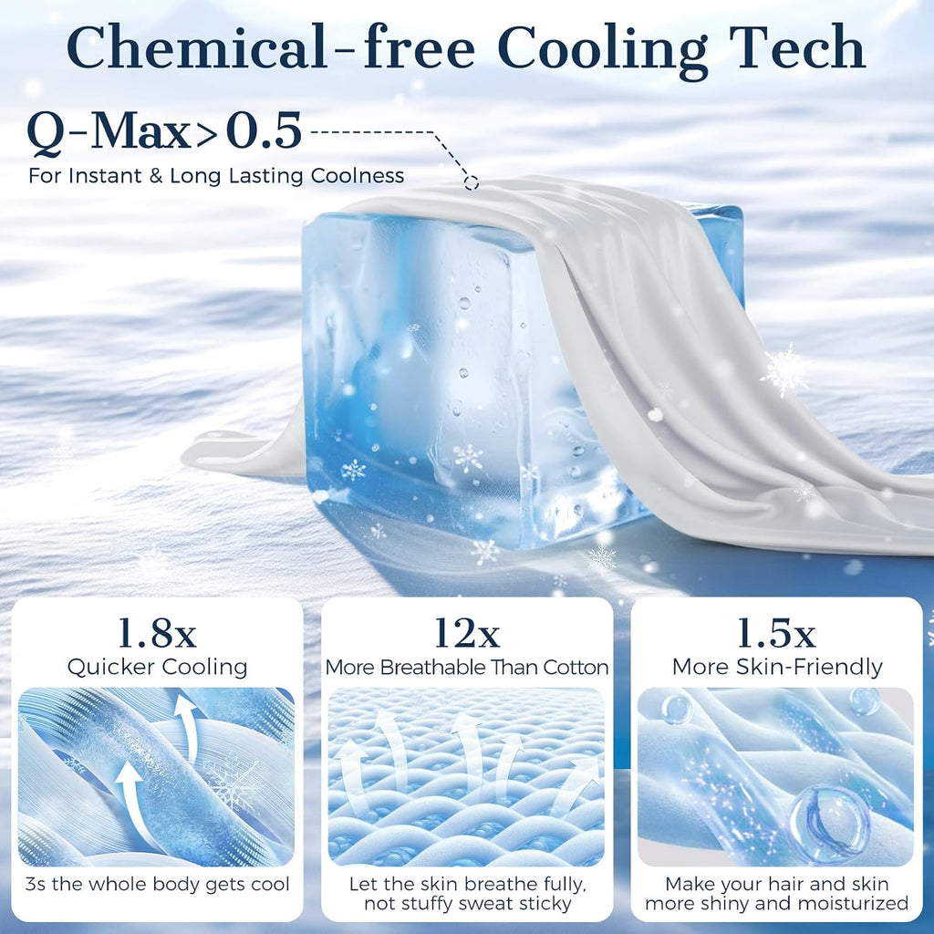 Cooling Pillow Cases 2 Pack Standard Size Cooling Pillowcases for Hot Sleeper Q-Max>0.5, Hydrates Skin & Hair, Reduces Wrinkles & Frizz…