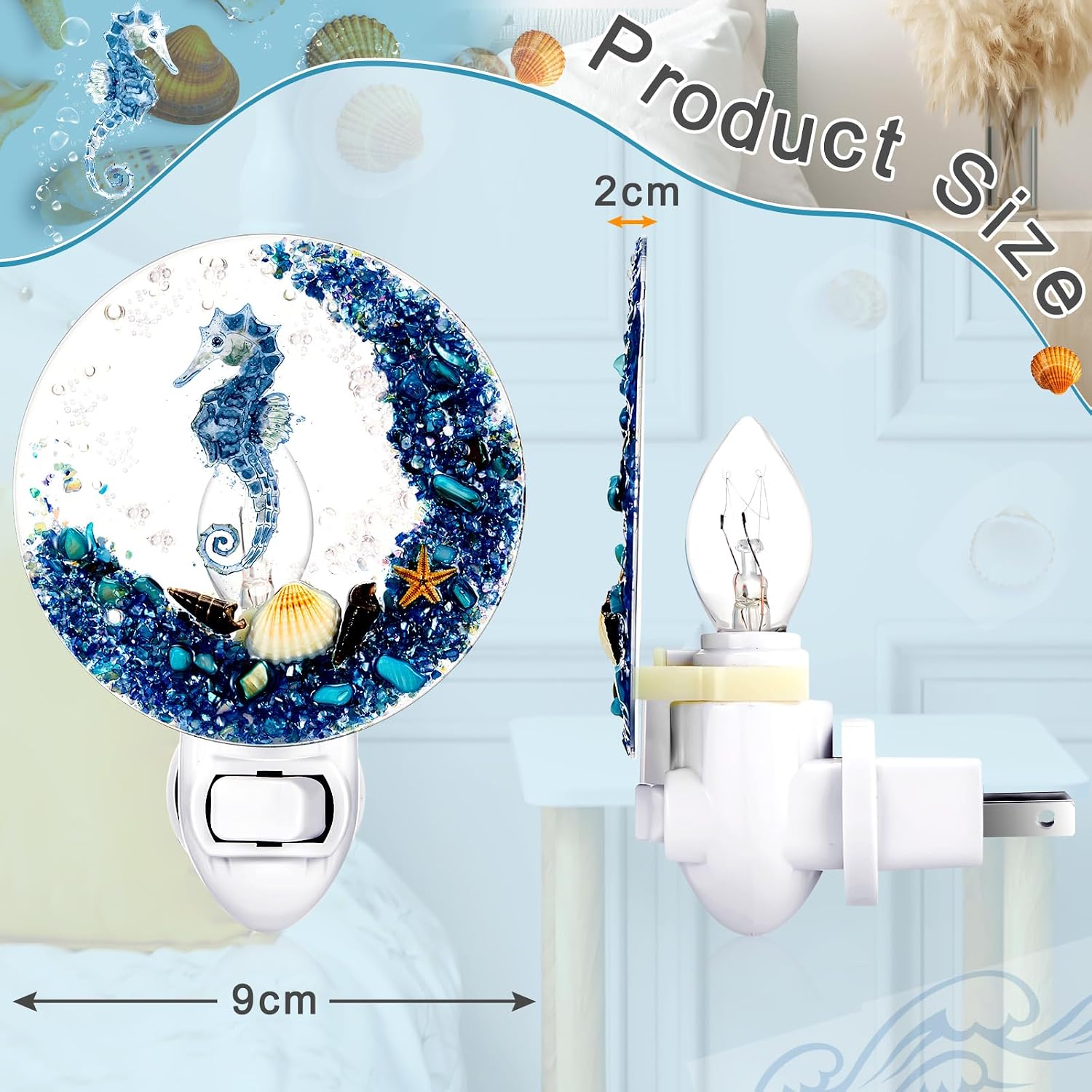 Hortsun Plug in Seashell Night Light Ocean Sea Animal Decorative Night Light Plug in Beach Lamps Vintage Ocean Lamps for Adult for Home…