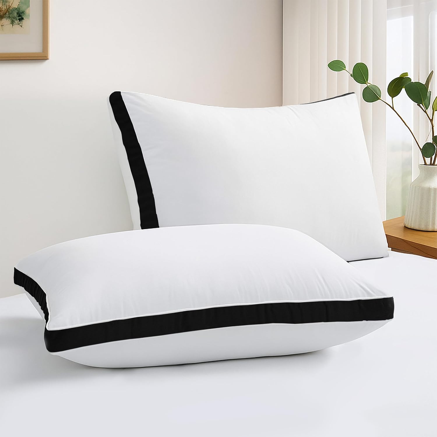 LuxDecorCollection LUX Décor Gusseted Style Soft Hotel Pillows Set of 2 – for Side, Stomach & Back Sleepers - Down Alternative Hotel Bed Pi…