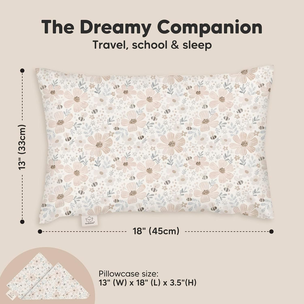Toddler Pillow with Pillowcase - 13x18 My Little Dreamy Kids Travel Bed Pillows for Sleeping, Organic Cotton Small Pillowcase, Soft &…