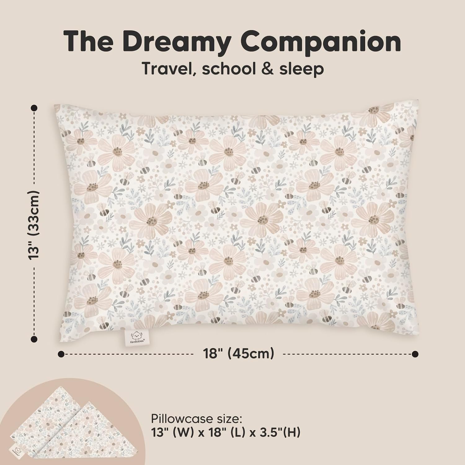 Toddler Pillow with Pillowcase - 13x18 My Little Dreamy Kids Travel Bed Pillows for Sleeping, Organic Cotton Small Pillowcase, Soft &…