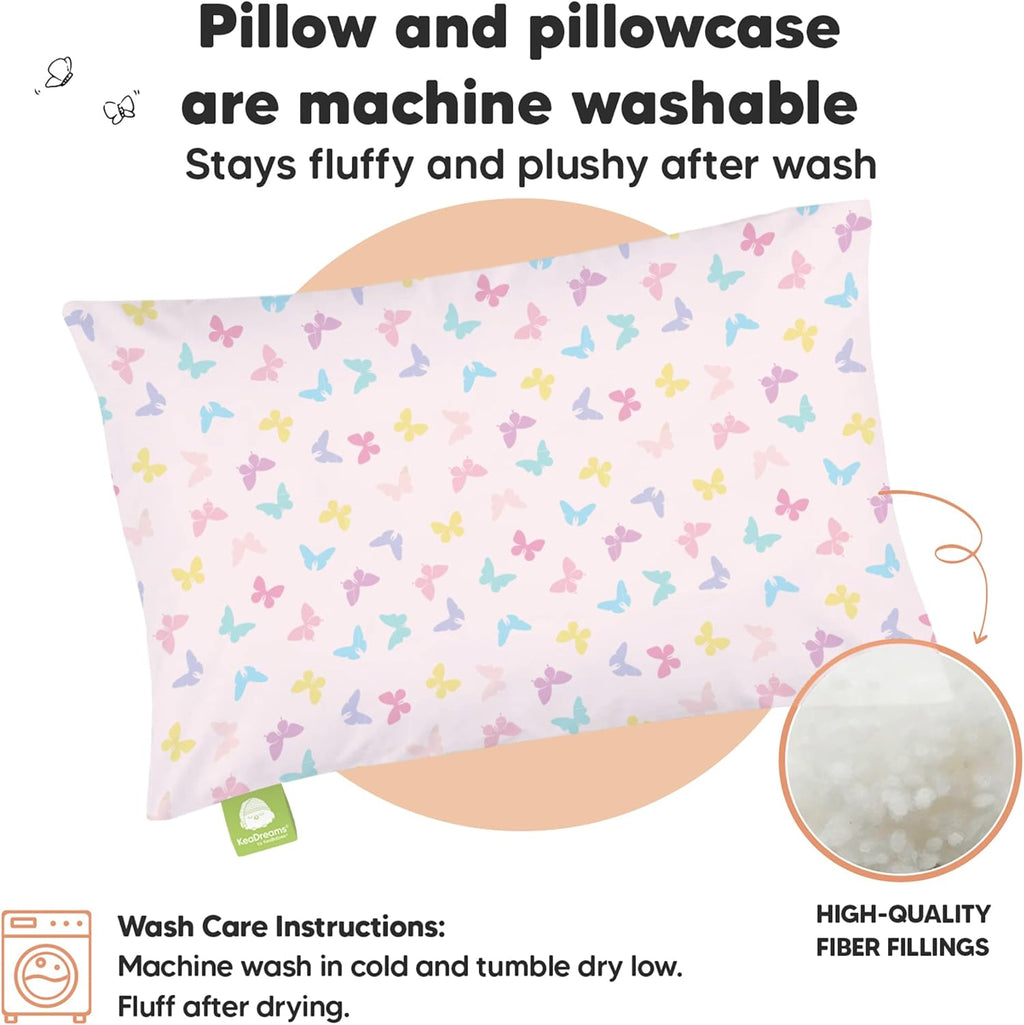 Toddler Pillow with Pillowcase - 13x18 My Little Dreamy Kids Travel Bed Pillows for Sleeping, Organic Cotton Small Pillowcase, Soft &…