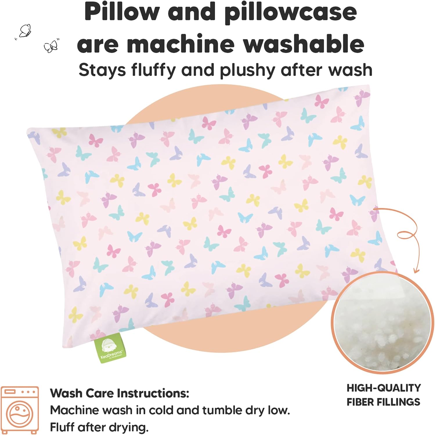 Toddler Pillow with Pillowcase - 13x18 My Little Dreamy Kids Travel Bed Pillows for Sleeping, Organic Cotton Small Pillowcase, Soft &…