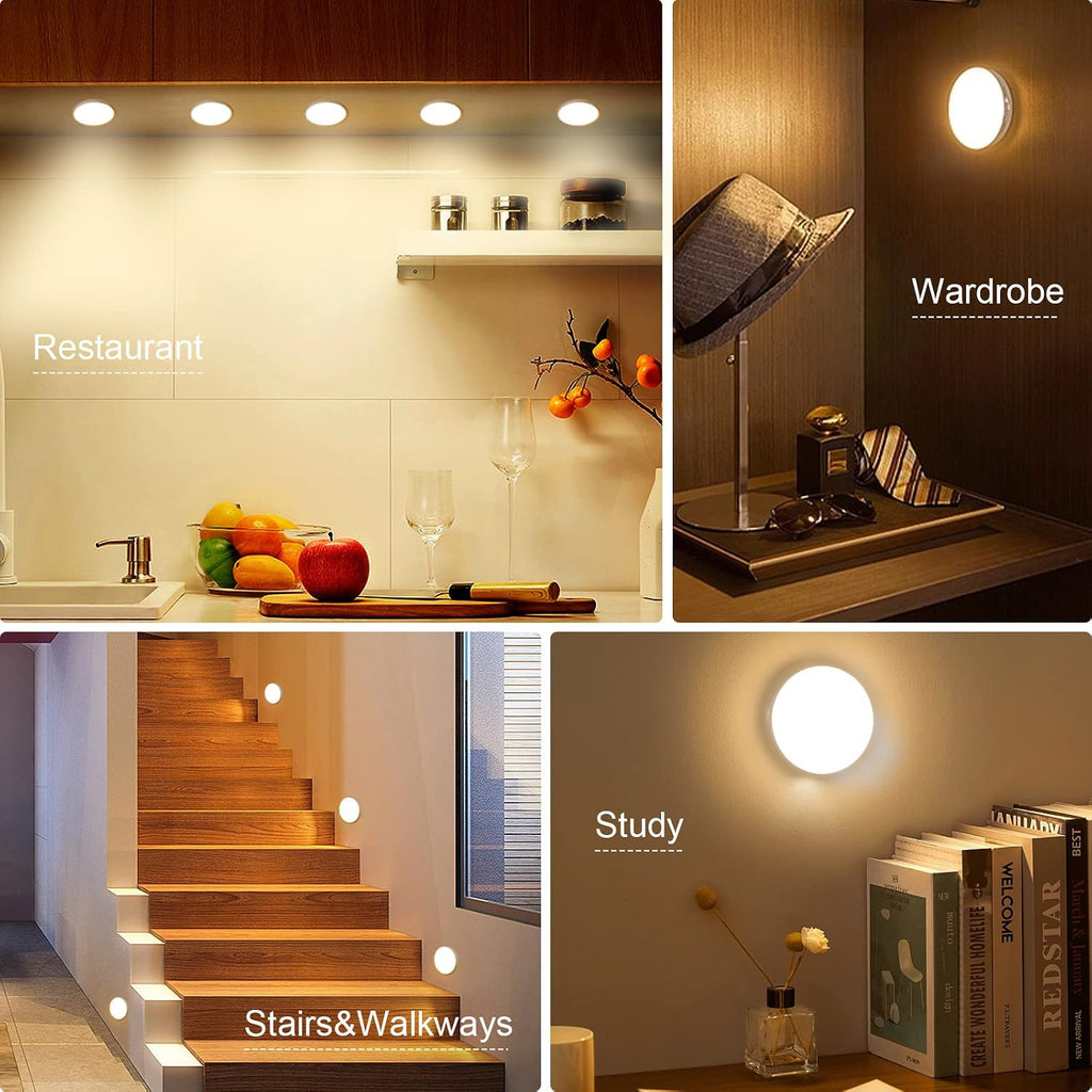 3 Pack Motion Sensor Light, 8 LEDs Rechargeable Night Light, with USB Cable & Magnetic Patch, 3 Modes, Cordless Safe Wall Light for…