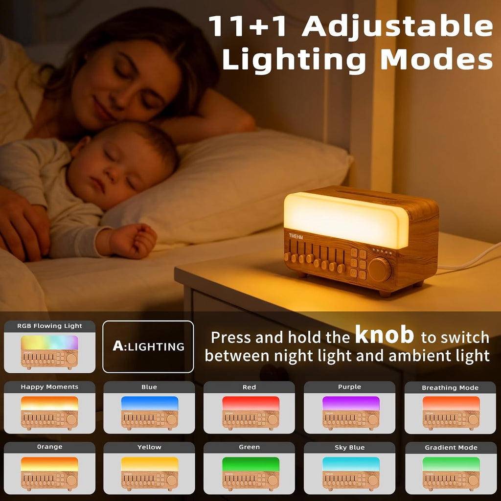 TMEHM 4-in-1 Sleep Sound Machine with White Noise & 8 Nature Sounds, Bluetooth Speaker, Night Light & Aroma Diffuser with Timer for Baby…