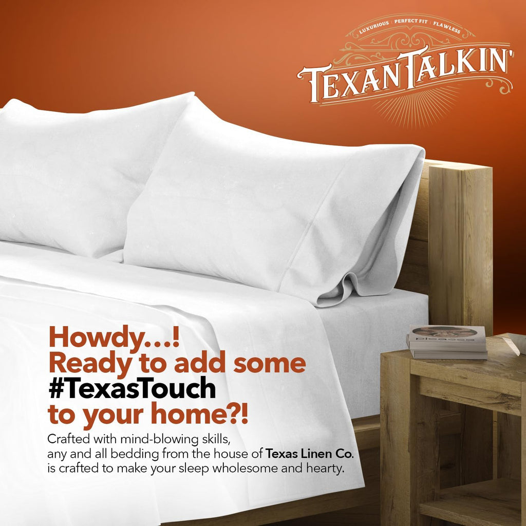 TEXAS LINEN CO. 100% Egyptian Cotton Pillow Cases Set of 2, Texan Talkin' Damask 600 Series Standard/Queen Pillowcase for Sleeping (White…