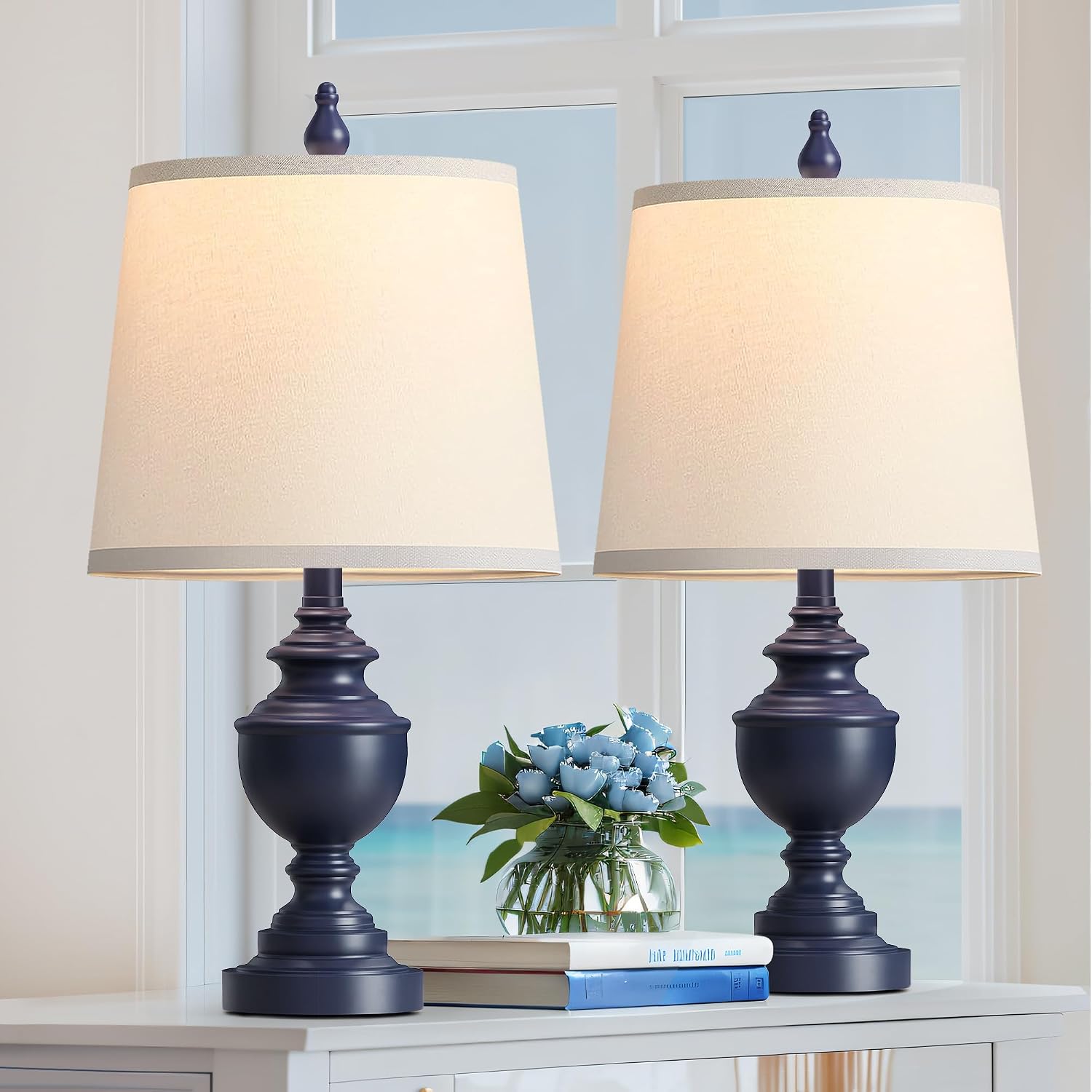 PARTPHONER Retro Table Lamps Set of 2, Bedside Lamp for Bedroom Rustic Farmhouse Table Lamps for Living Room, Vintage Nightstand Lamps…