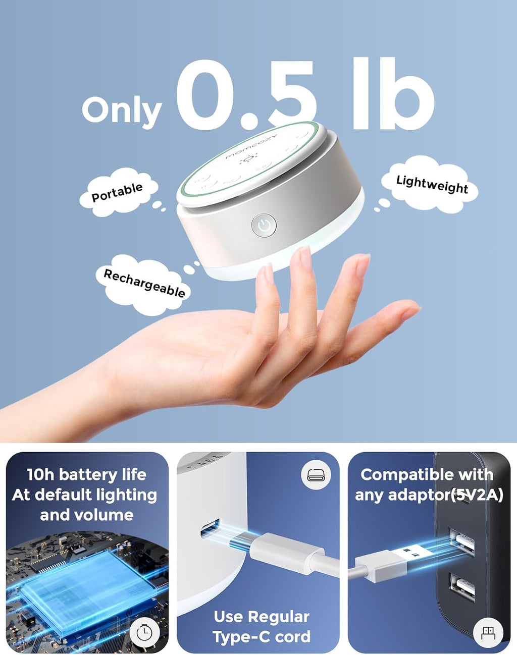Momcozy Sound Machine for Baby | Portable White Noise Sound Machine for Sleep Rechargeable | 20 Sleep Sounds White Noise Machine with…
