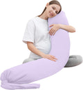 Moonpark MOON PARK Pregnancy Pillow - Incredibly Smooth and Soft Cooling Cover I Shaped Full Body Maternity Pillow with Removable Cover - S…