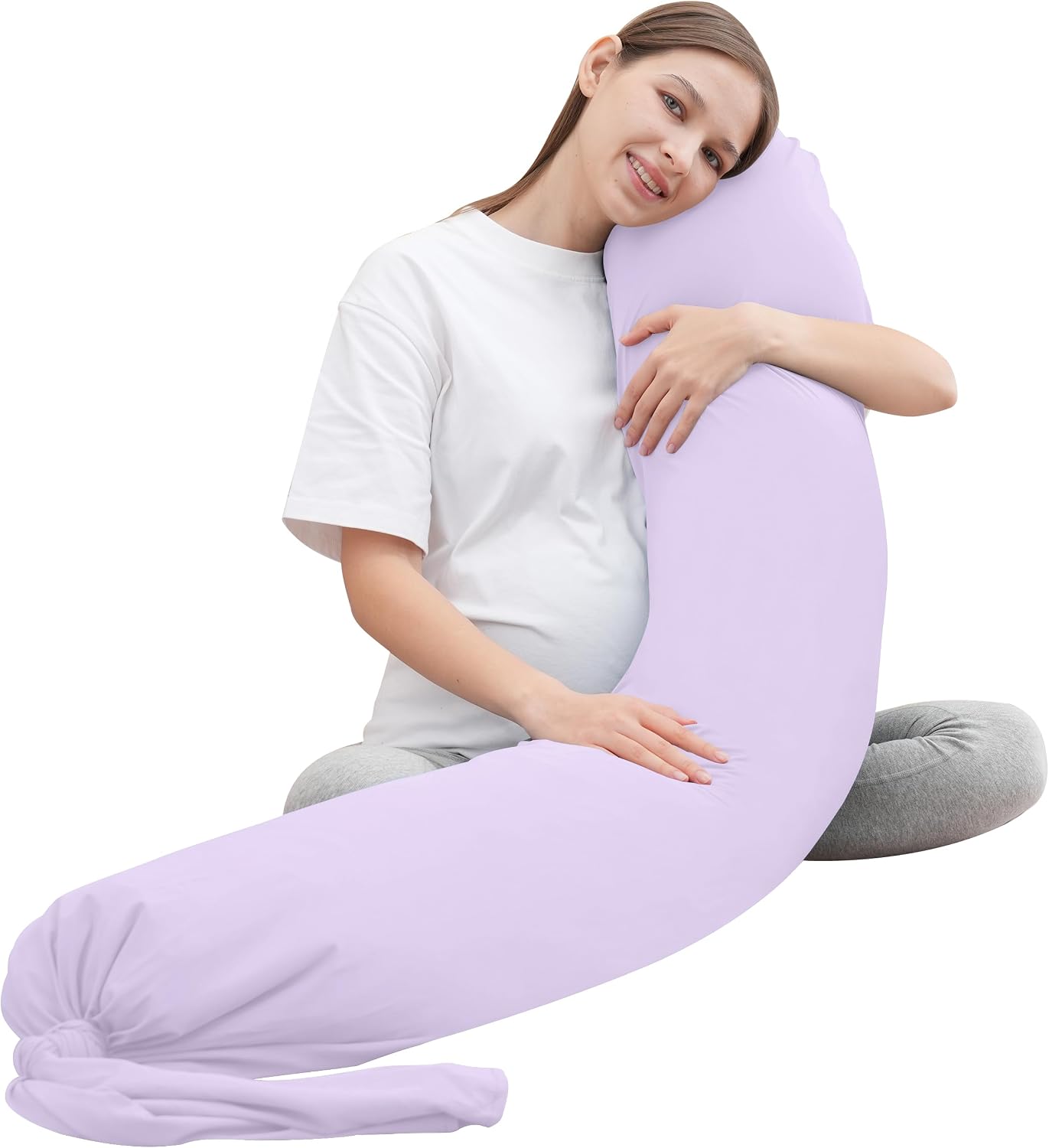Moonpark MOON PARK Pregnancy Pillow - Incredibly Smooth and Soft Cooling Cover I Shaped Full Body Maternity Pillow with Removable Cover - S…