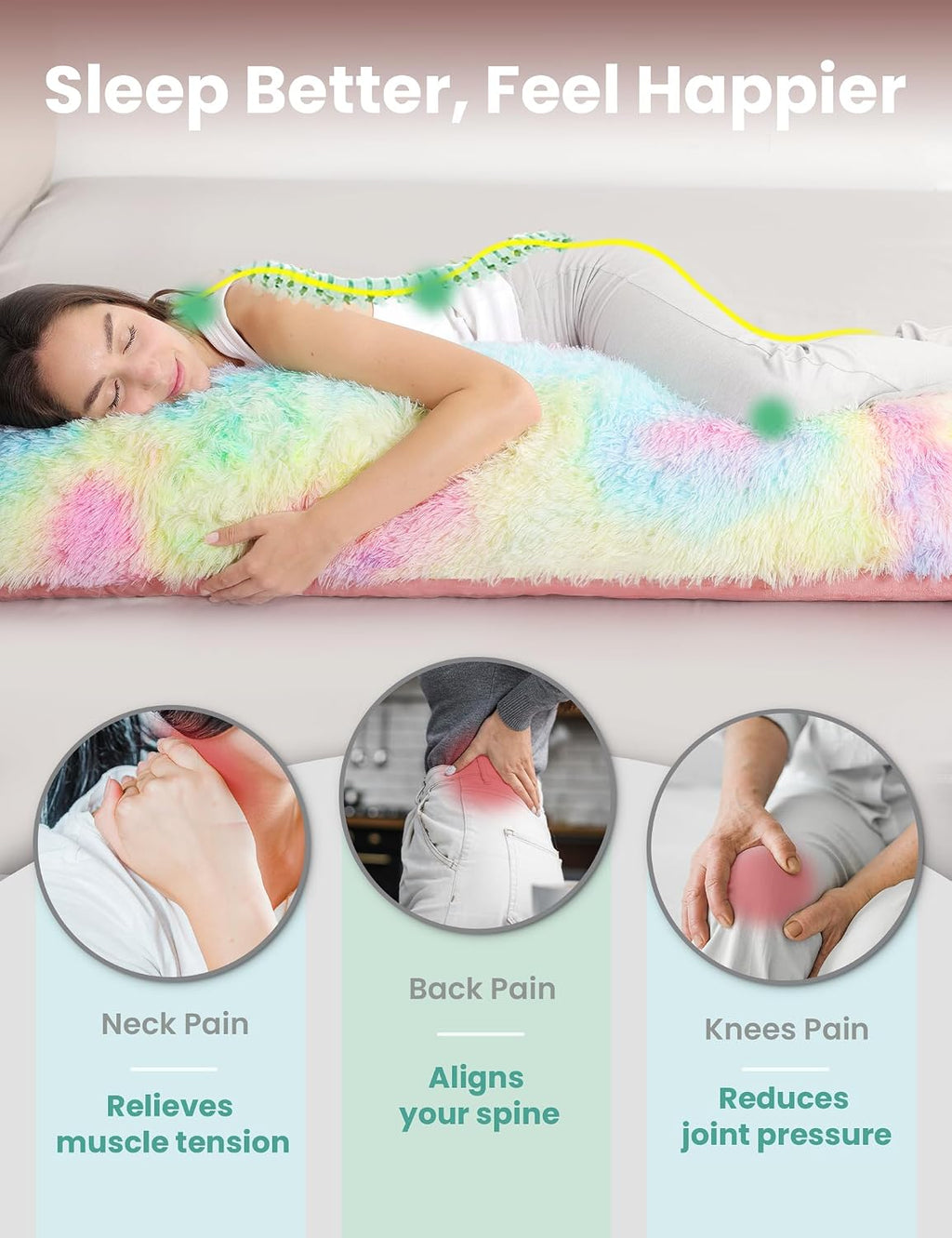 Zonli Fluffy Body Pillow, Full Body Pillows for Adults, Long Pillow for Sleeping with Removable Cover and Adjustable Filling for Side Sleep…