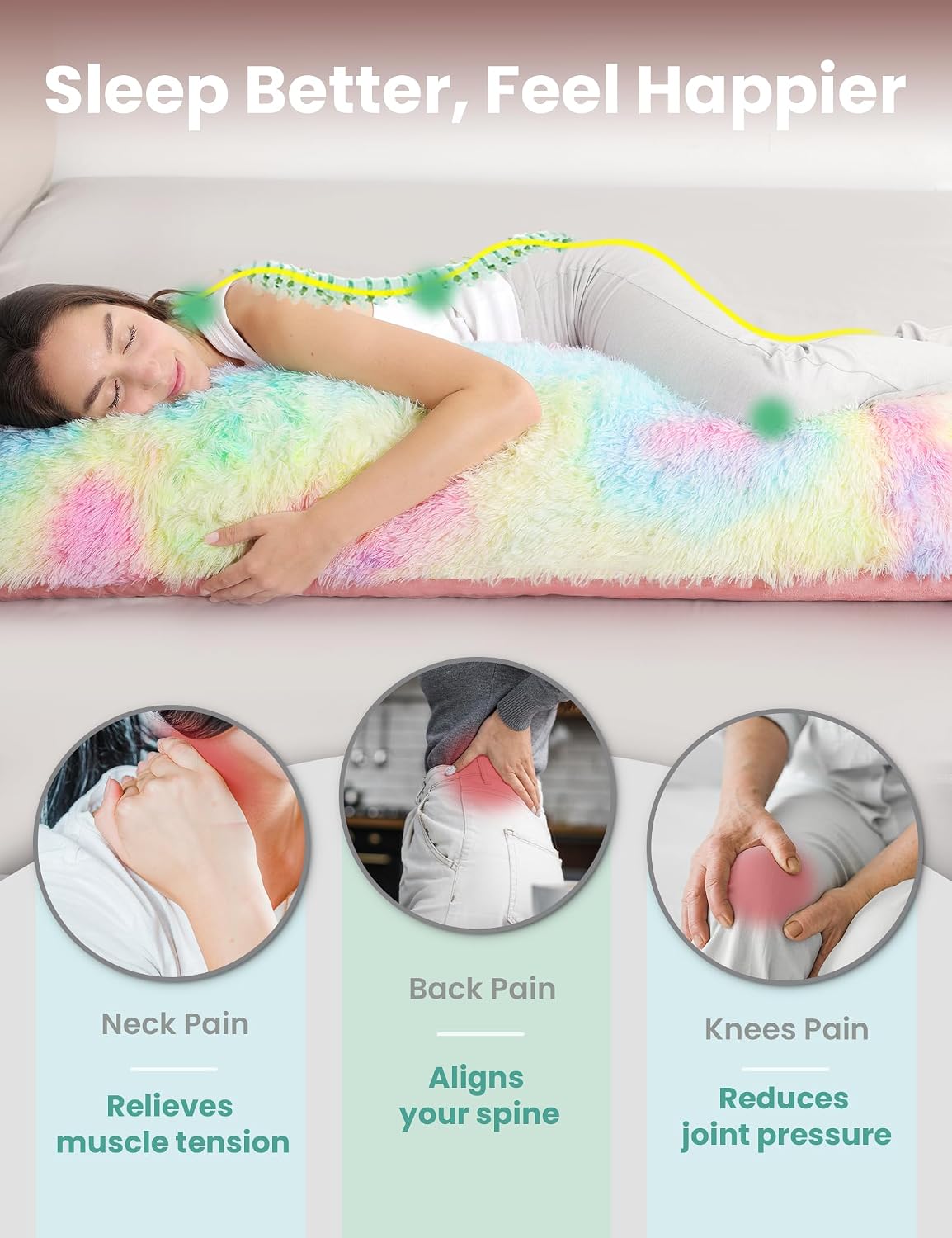 Zonli Fluffy Body Pillow, Full Body Pillows for Adults, Long Pillow for Sleeping with Removable Cover and Adjustable Filling for Side Sleep…