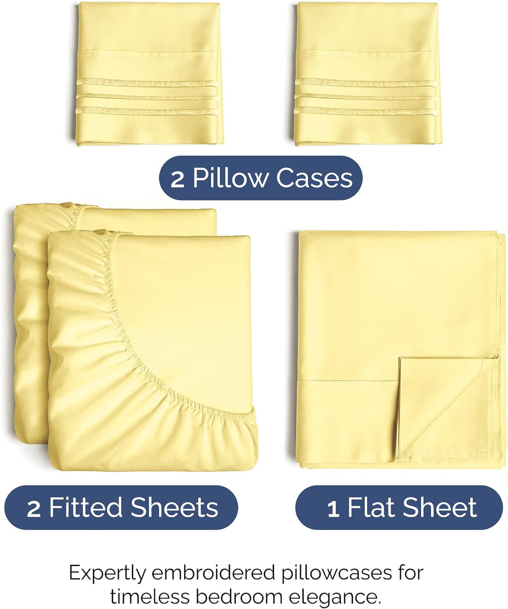 Split King Size 5 Piece Sheet Set - Comfy Breathable & Cooling Sheets - Hotel Luxury Bed Sheets for Women & Men - Deep Pockets, Easy-Fit…