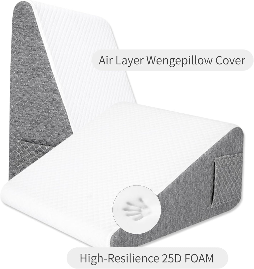 2PCS Wedge Pillow Set for After Surgery, Adjustable Bed Wedge Pillow Headboard with Memory Foam Neck Cushion – for Acid