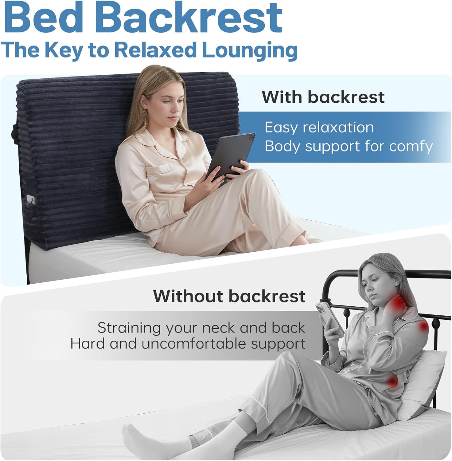 ENITYA Headboard Pillow Twin, 39"x24"x8" Dorm Headboard for Sitting up, Reading & Studying, Ergonomic Triangle Backrest with Removable…