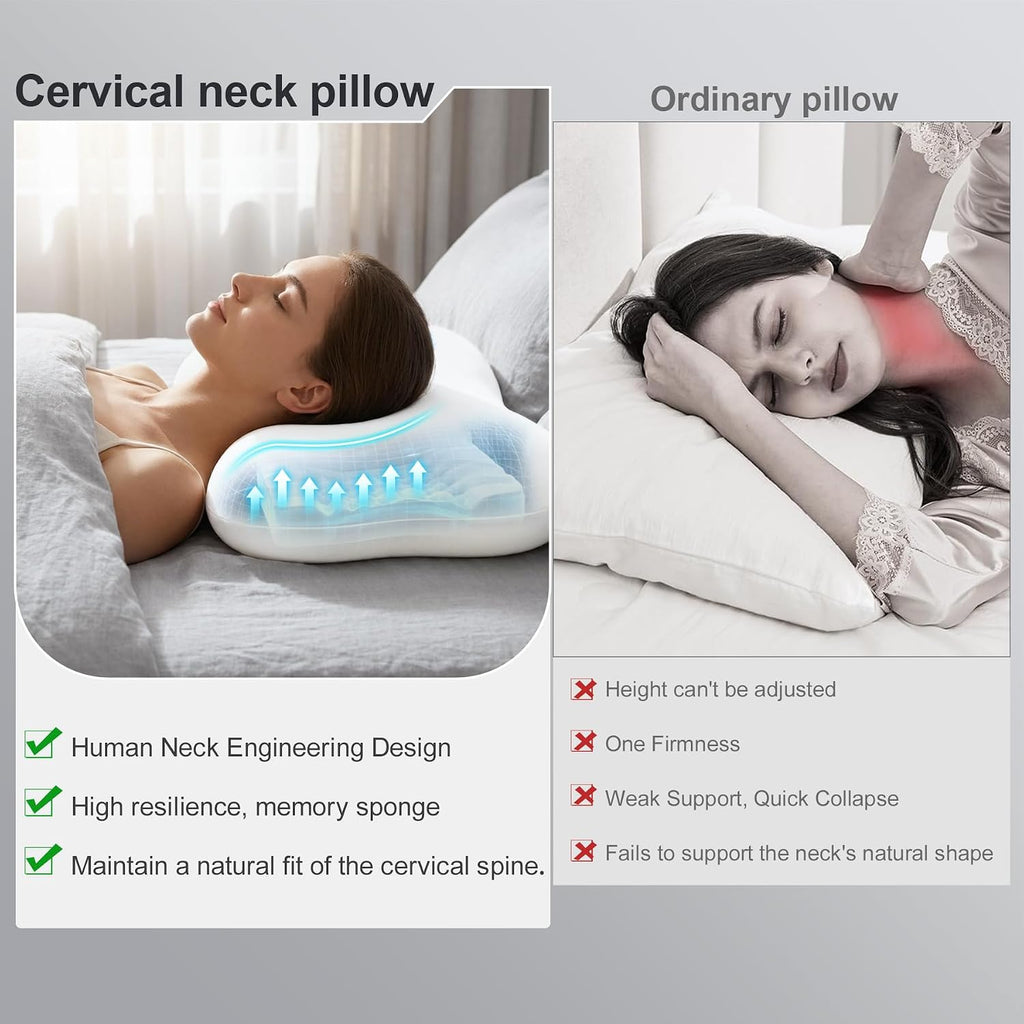 doudou doudou Cervical Pillow for Side Sleepers - Neck Pillow with 3-5 Second Slow Rebound Memory Foam, 360° Ergonomic Support & Coo…