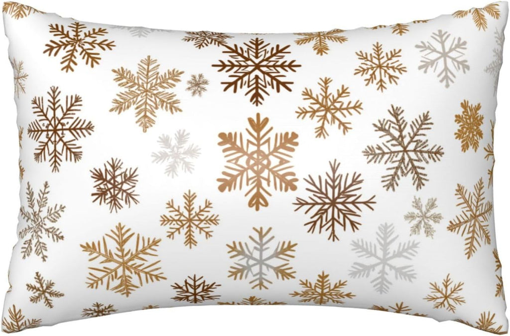 Imitation Silk Pillowcase for Hair and Skin The Holiday Season Gold Snowflakes 1 Pack Satin Queen Pillowcase with Hidden Zipper Cooling…