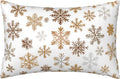 Imitation Silk Pillowcase for Hair and Skin The Holiday Season Gold Snowflakes 1 Pack Satin Queen Pillowcase with Hidden Zipper Cooling…