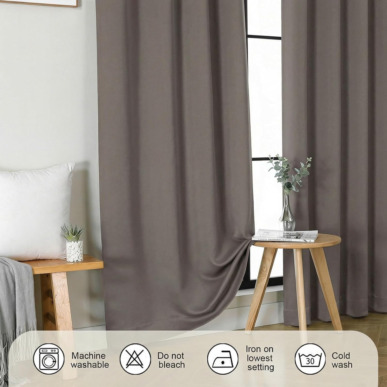 Gwine Latte Blackout Curtains for Bedroom 72 Inches Long - Thermal Insulated Noise Reducing Window Curtain Panels, Solid Room Darkening…