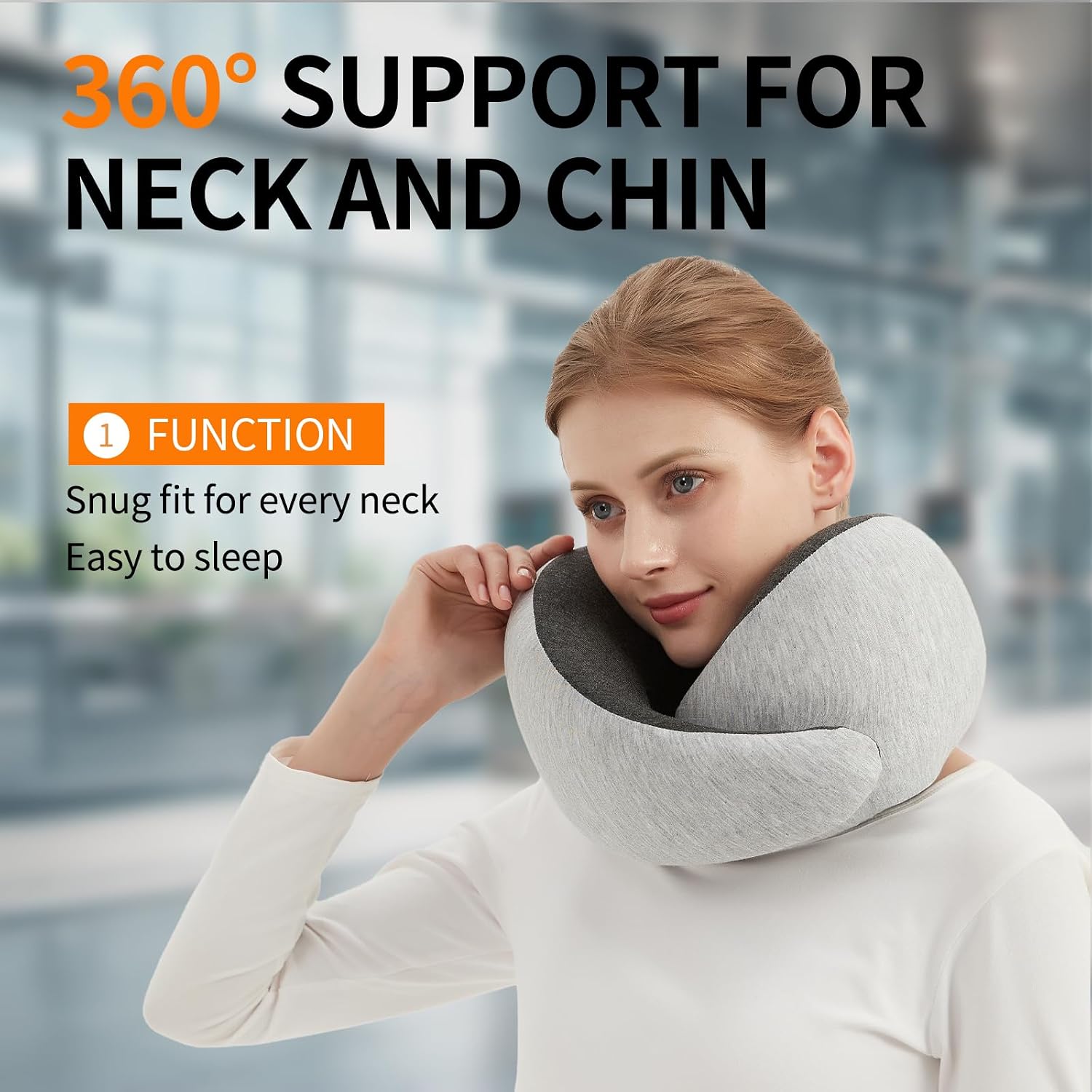 Travel Neck Pillow for Airplane – Memory Foam 360° Support Compact Design Ergonomic Flight Pillow for Sleeping & Neck Support Portable…