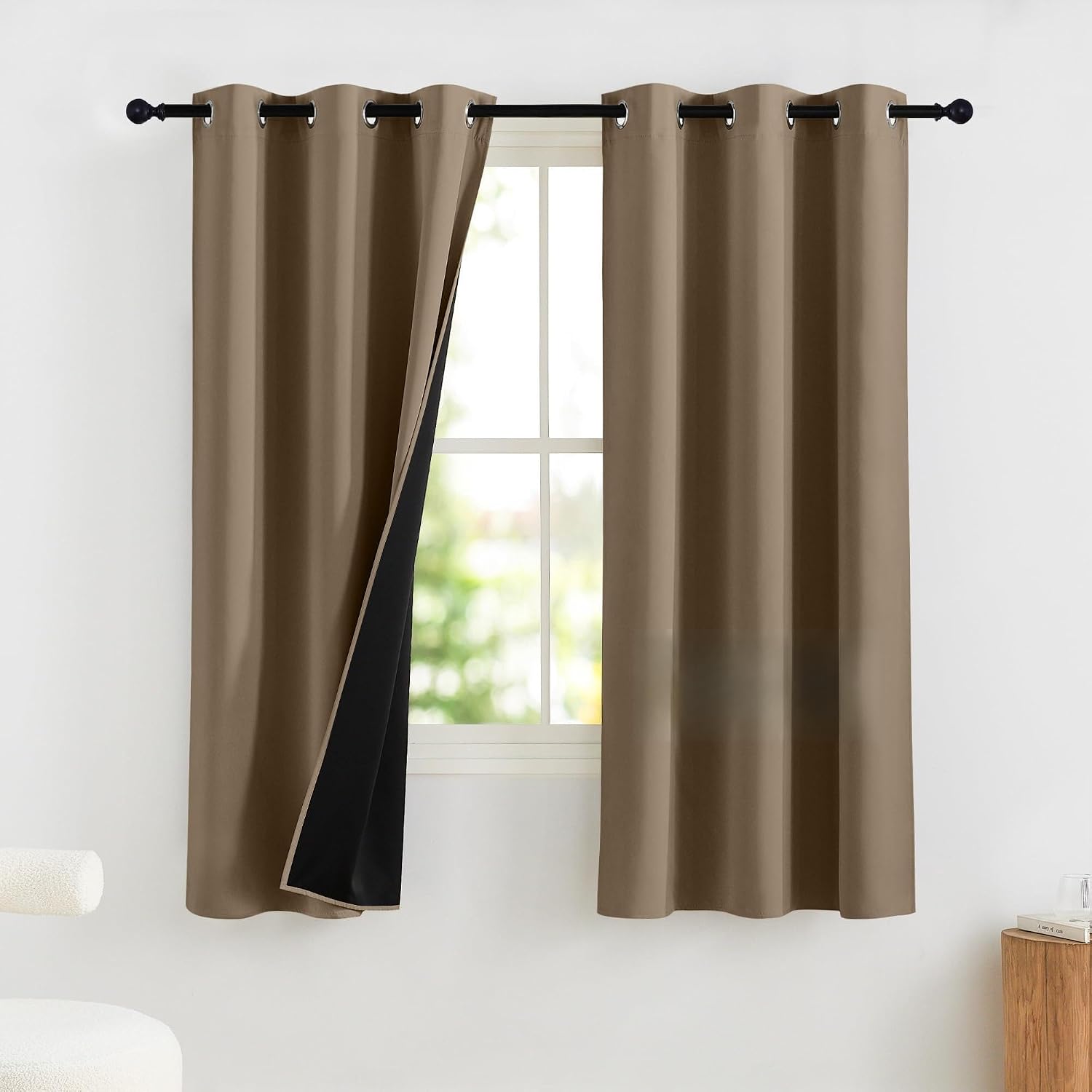NICETOWN 100% Blackout Curtains for Bedroom 63 Inches Long, Thermal Insulated Room Darkening Window Drapes Grommet for Living Room Energy…