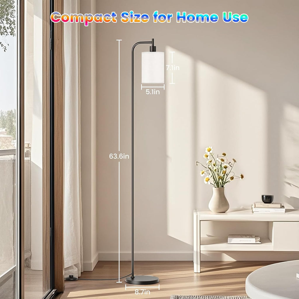 Sibrille RGB Floor Lamp with Linen Shade, Dimmable Tall Standing Lamp with Remote Control, Color Changing Floor Lamps for Living Room Bedro…