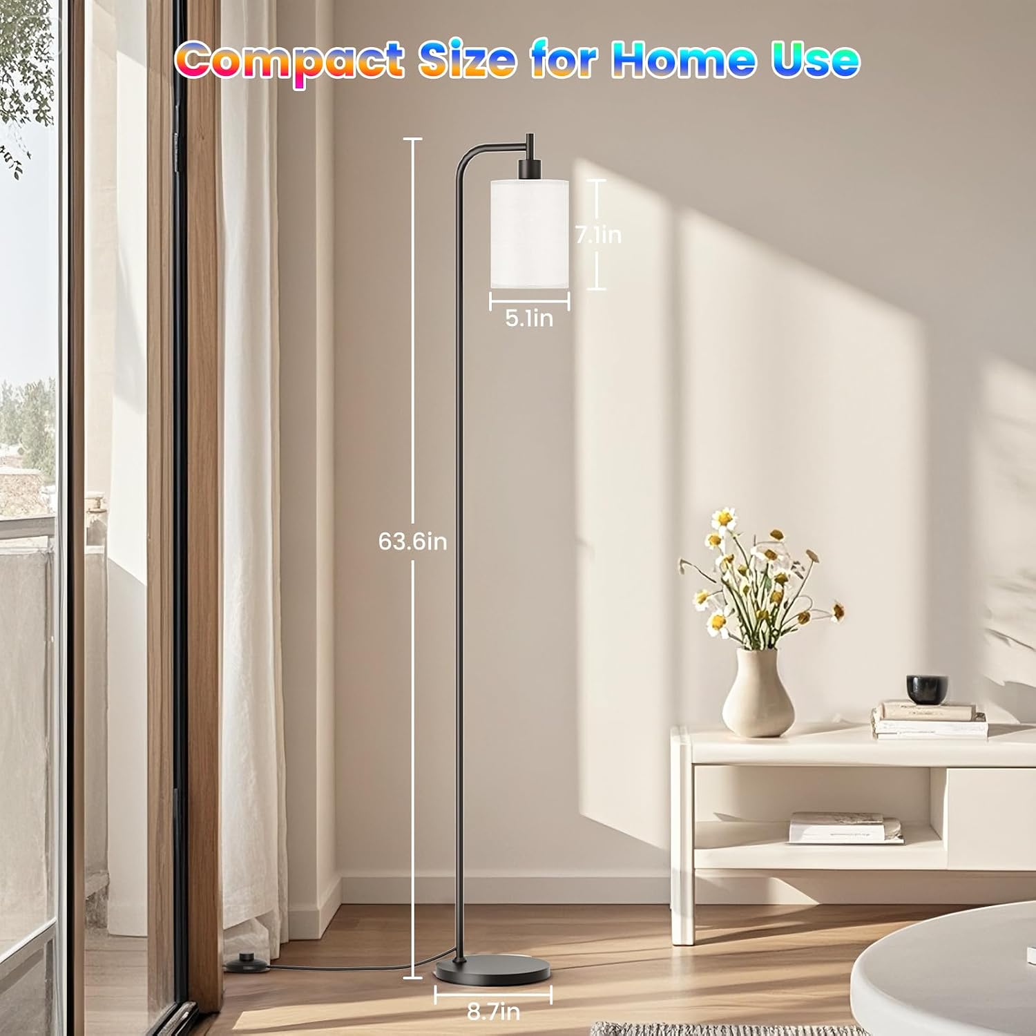 Sibrille RGB Floor Lamp with Linen Shade, Dimmable Tall Standing Lamp with Remote Control, Color Changing Floor Lamps for Living Room Bedro…
