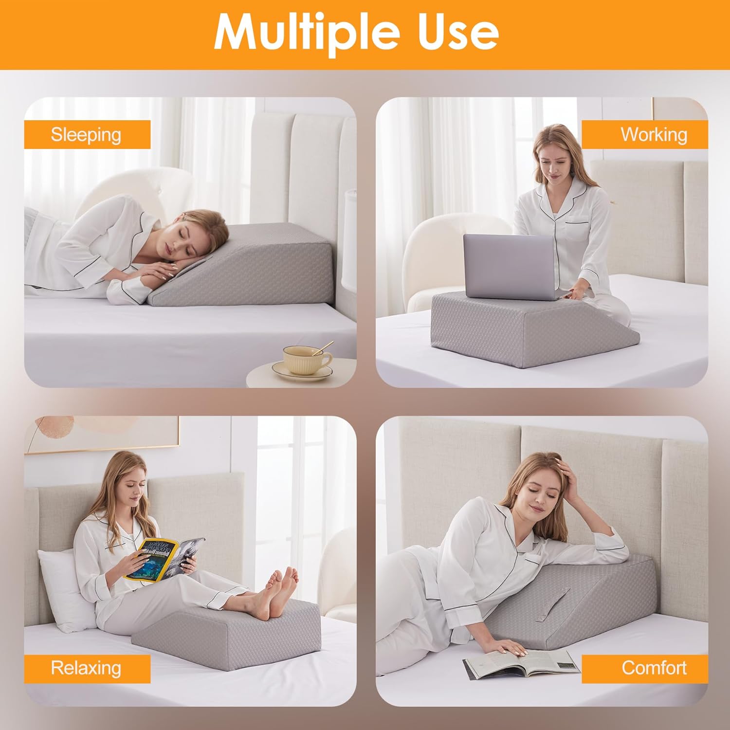 Ruqmuis Leg Elevation Pillow for After Surgery, 8inch Foam Leg Elevating Pillow for Swelling and Blood Circulation, Leg Wedge Pillow for Sl…
