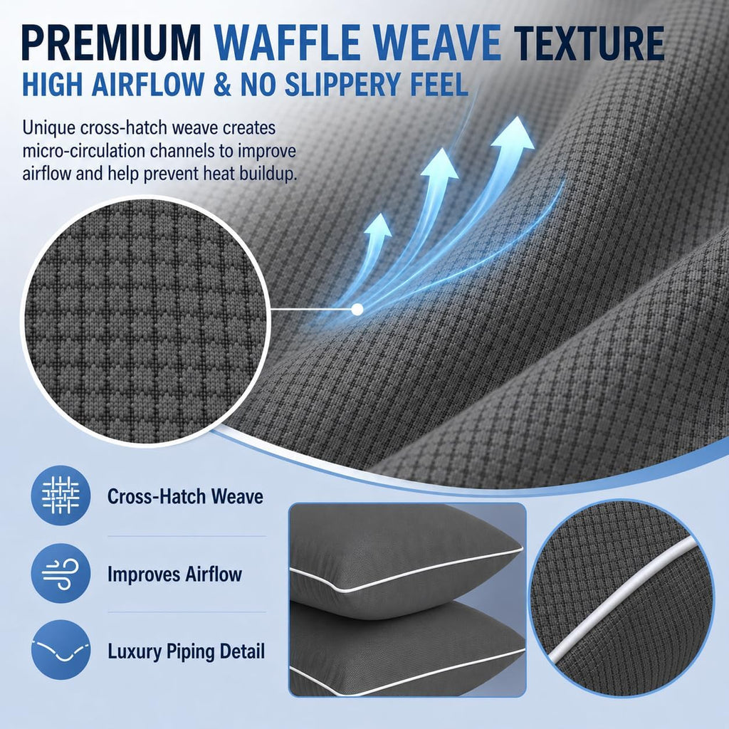 Cieltown Cooling Pillow Cases for Hot-Sleepers: Q-Max ≥0.4 Nylon Spandex Cool-to-Touch for Night Sweats - Waffle Weave for Dry & Com…