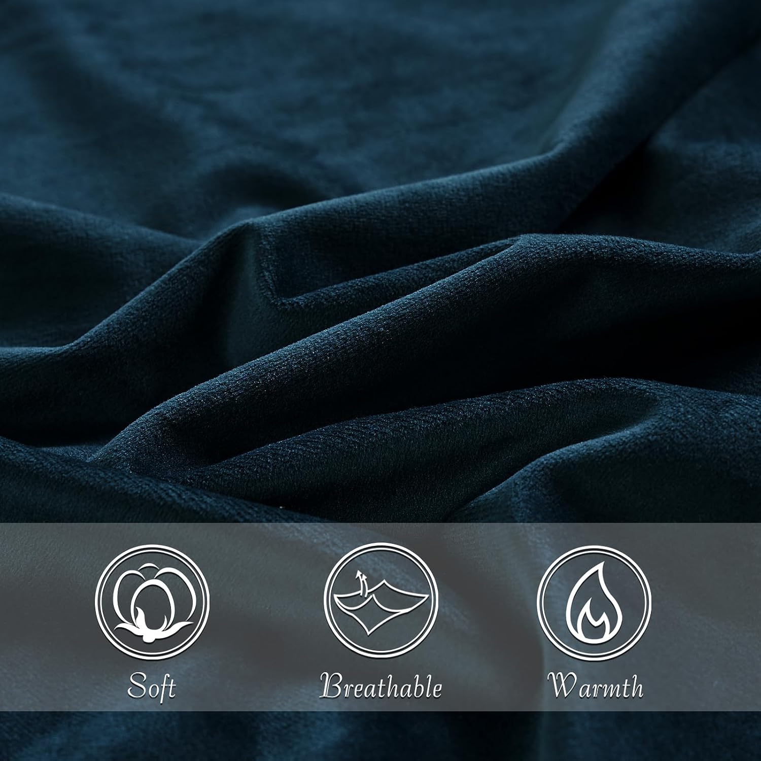 StangH Bed Pillow Pillowcase Thick Soft Velvet Fabric Zippered Pillow Covers for Bed/Couch/Sofa, Queen Size (Navy Blue, 20 x 30 inches) Set…