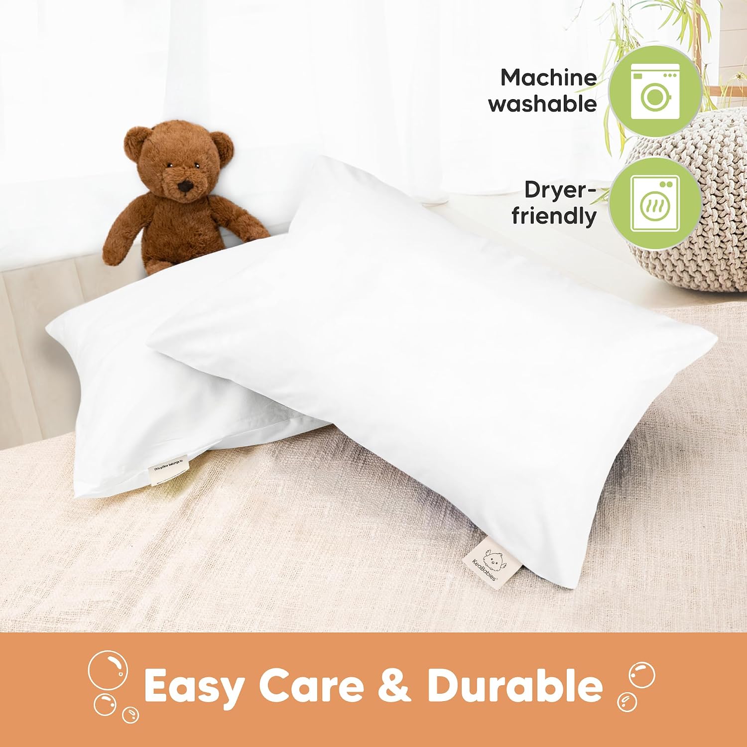 KeaBabies 13 x18 Toddler Pillowcase, Waterproof - Soft Waterproof Toddler Pillow Protector Cover for Kids, Boys, Girls, Durable Machine…