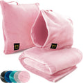 Travel Blanket Airplane Compact with Hoodie – 2in1 Airplane Travel Accessories from Plane Blanket to Travel Pillow with Luggage Strap…