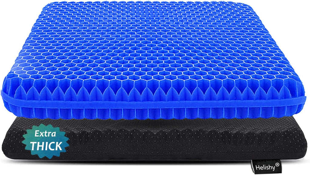 Helishy Gel Seat Cushion for Long Sitting, Extra Thick Gel Cushion for Wheelchair Soft Chair Pads Cushions for Office Home Chairs Car Seats…