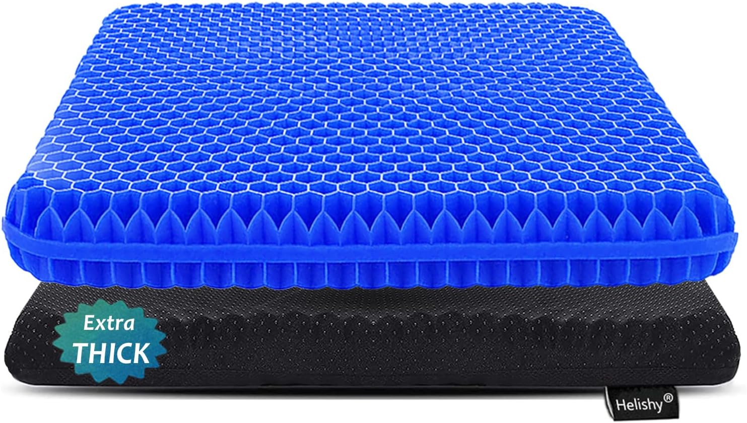 Helishy Gel Seat Cushion for Long Sitting, Extra Thick Gel Cushion for Wheelchair Soft Chair Pads Cushions for Office Home Chairs Car Seats…