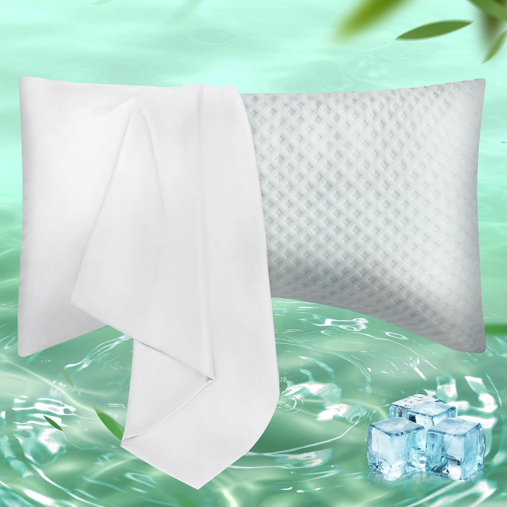 Curved Pillow Case King Size, Side Sleeper Pillow Cases Cover Cooling Rayon Derived from Bamboo with Zipper for hot Sleepers Hair and…