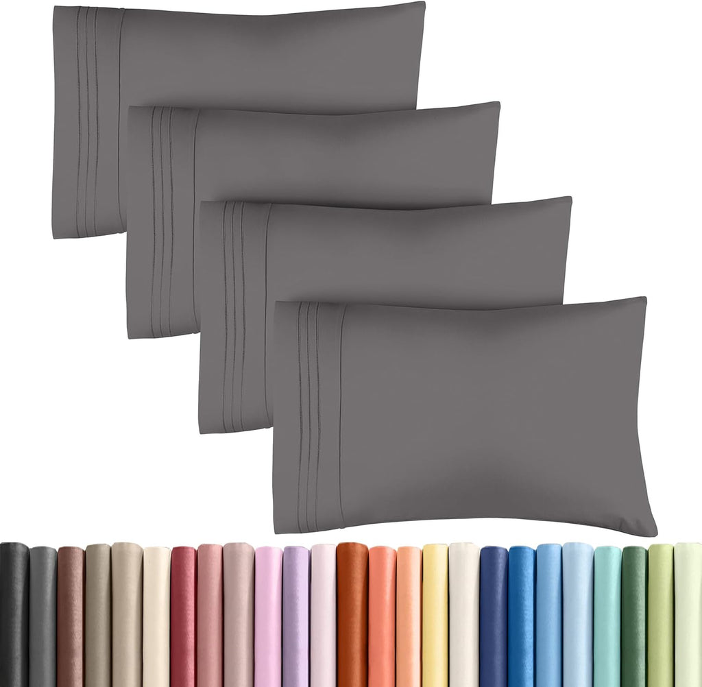 King Pillow Cases Set of 4 - Ultra Soft Hotel Quality Pillowcase Covers - Comfy, Cozy & Wrinkle Free - Shrinkage, Stain & Fade Resistant…